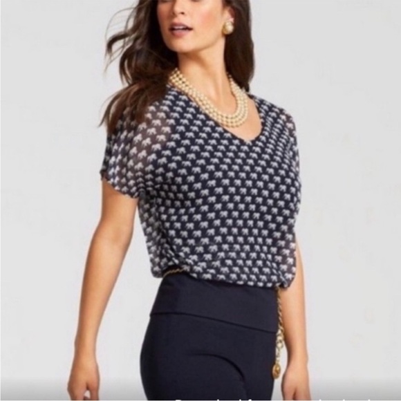 Cabi Elephant Print Novelty Blouse Size M - Picture 1 of 7